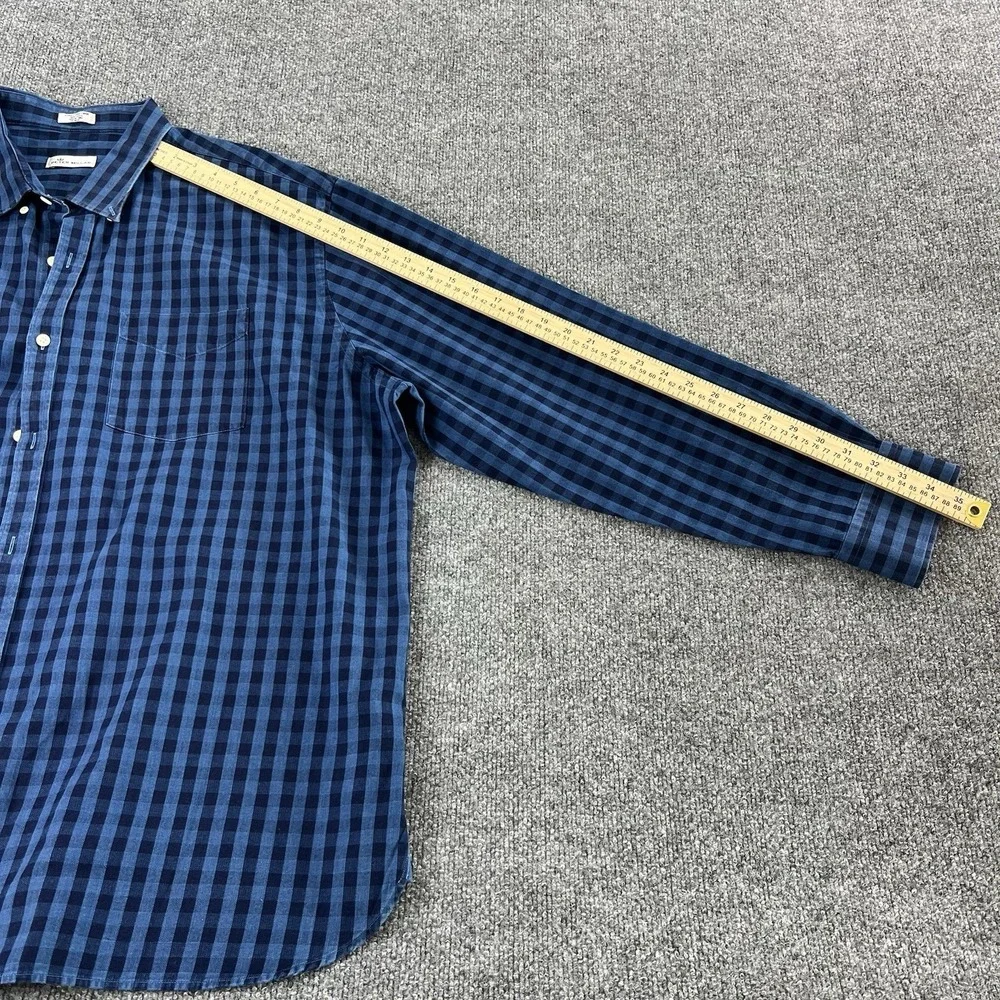 Peter Millar Men's XXL Blue Gingham Check Button Down Shirt  100% Cotton‎
